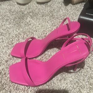 Brand new pink, black white heels size 8 1/2 European size 38.5